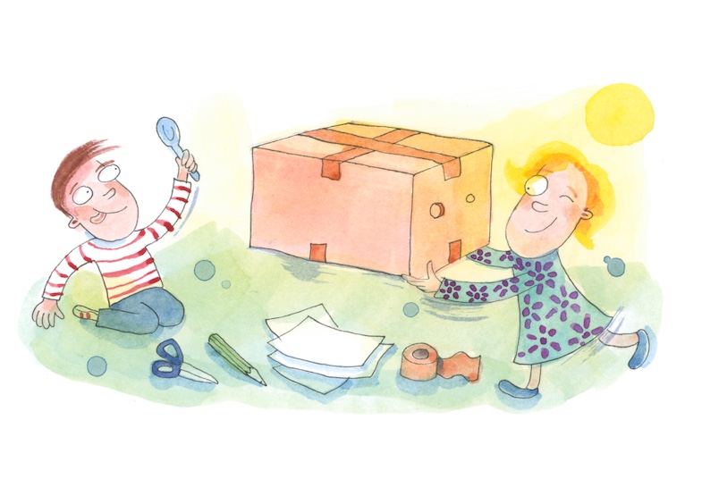 to børn bygger et camera obscura