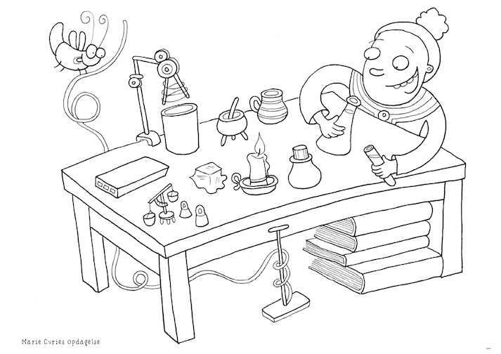 Marie arbejder de sit laboratorie