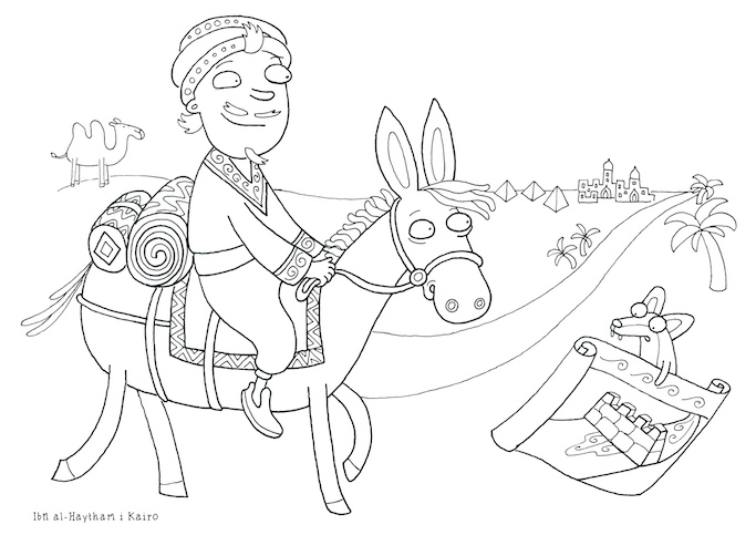 ibn al-haytham rider på kamel mod kairo